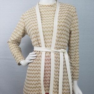 Vintage cream/ gold shirt and jacket set with belt